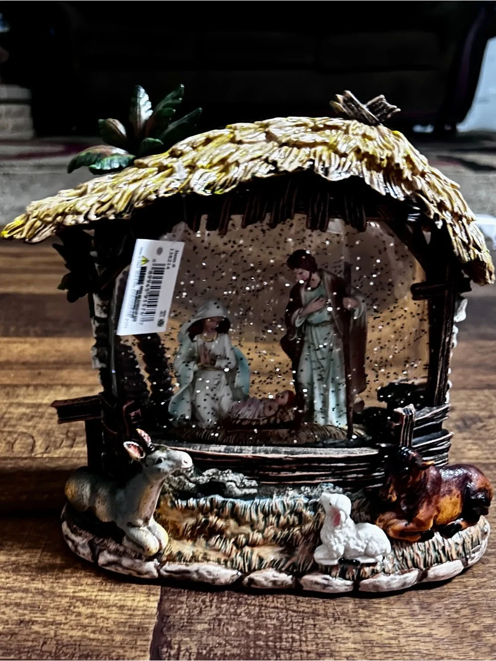 Roman ~ Holy Family & Animals W/ Stable ~ Lighted Swirl Water Lantern ~ New